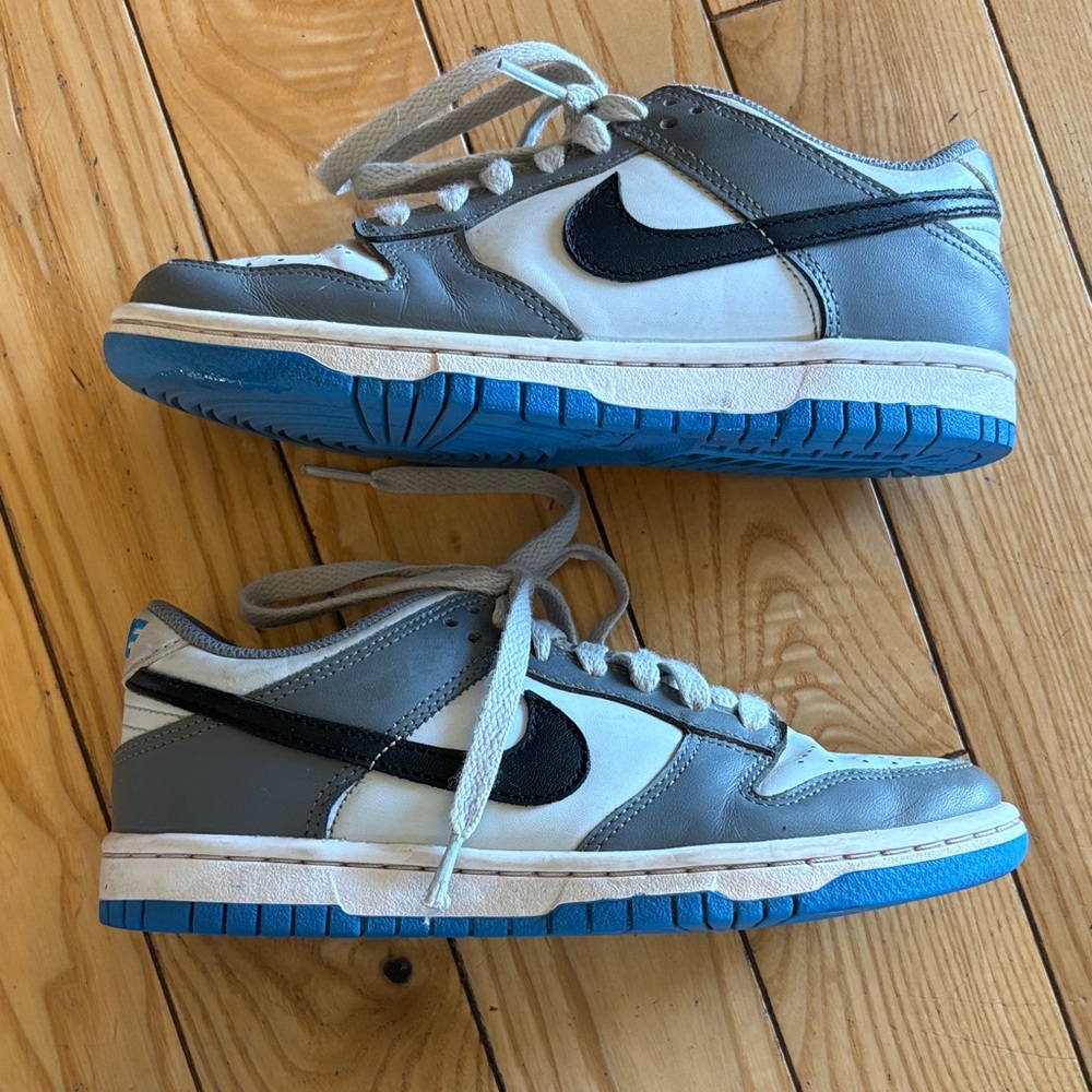 Nike Kids Sneakers Gray and White with Blue Accents